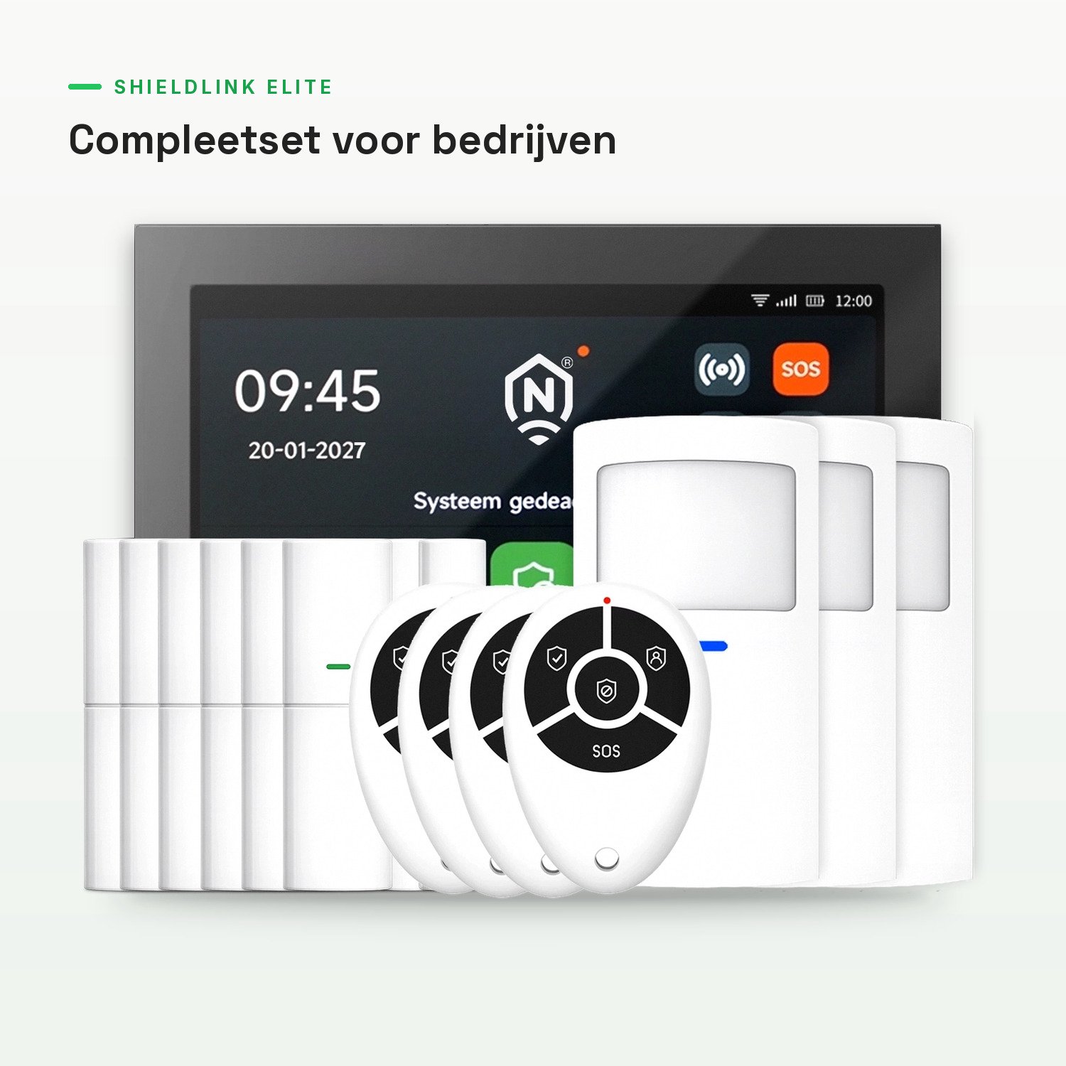 ShieldLink® Elite Alarmsysteem voor Bedrijf – Compleetset – Draadloos & Uitbreidbaar – Met App – Zonder Abonnement – Anti-Jam – Bereik tot 500m