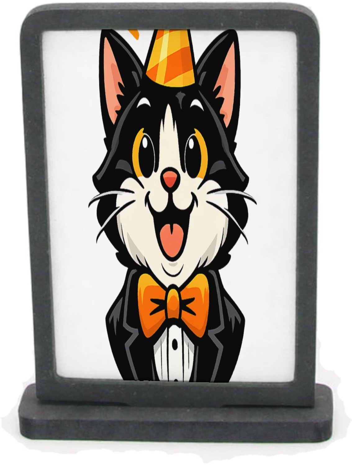 Mr Cadeautjes Houten fotolijst rechthoek met MDF inleg - design Humoristische feestprint met een dierlijk personage in nette | cadeau Wit