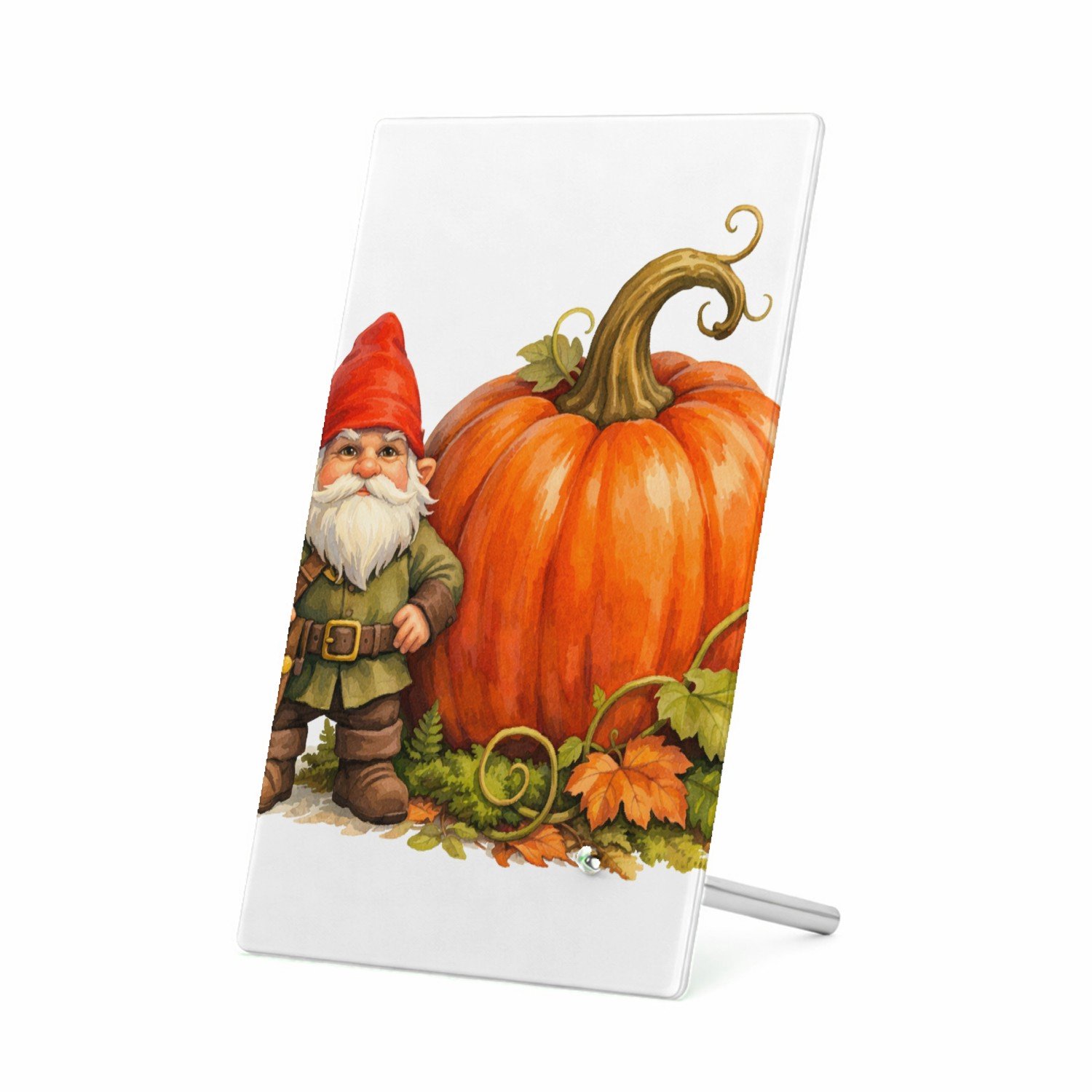Mr Cadeautjes Glasframe 11 x 16 - design Een stoere kabouter die naast een gigantische paddenstoel st | cadeau Wit