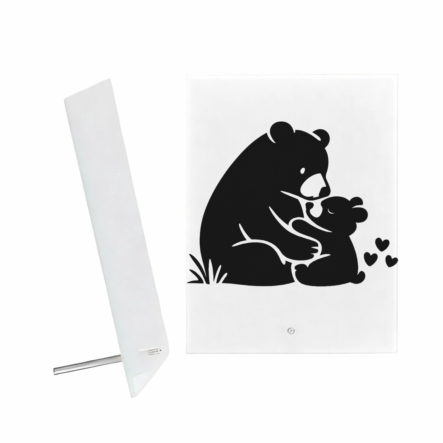 Mr Cadeautjes Glazen fotopaneel Liefdevolle complimenten in een compacte typografische poste - 15 x 20 cm, staand - glas, decoratie, wanddecoratie | cadeau Wit