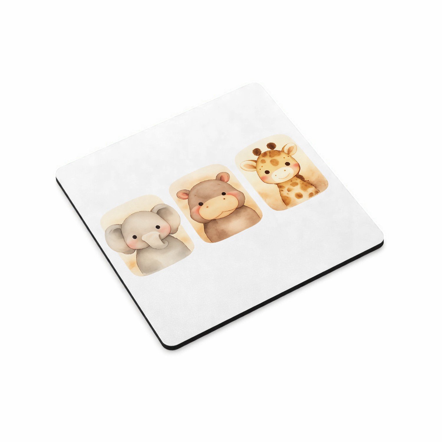 Mr Cadeautjes MDF magnetische fotolijst vierkant 9,5 - design Safari duo in afgeronde panelen | cadeau Wit