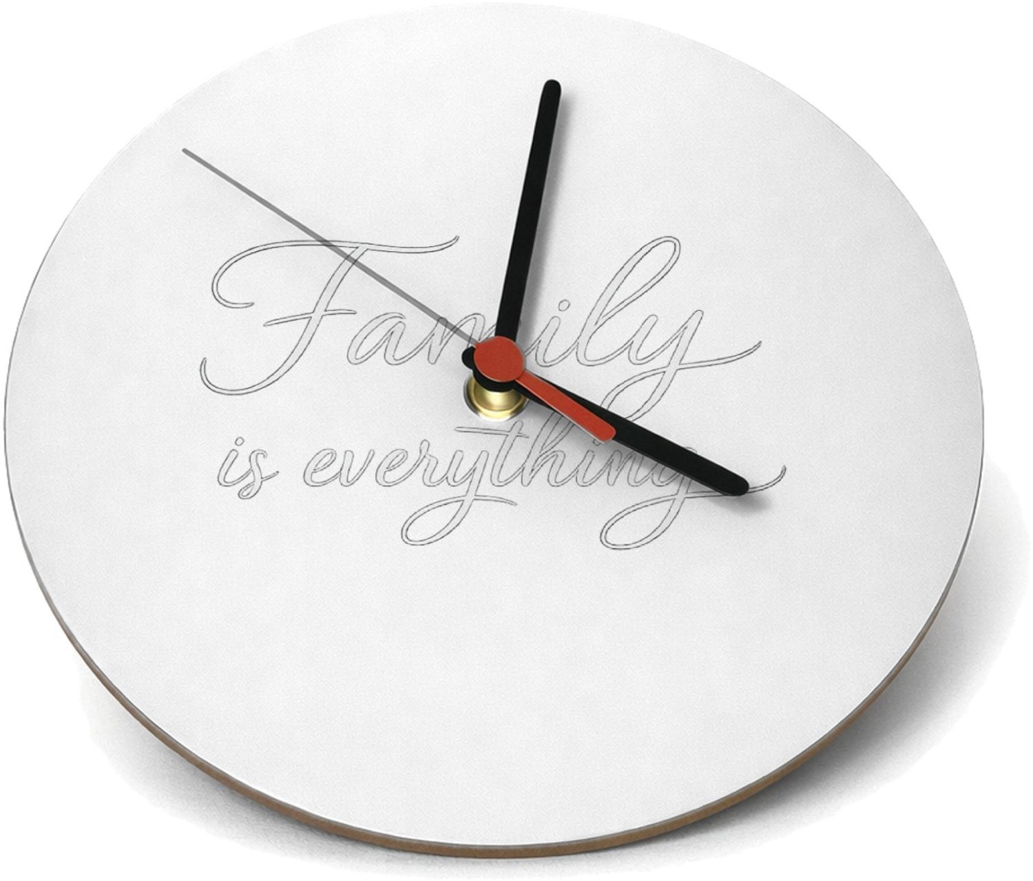 Mr Cadeautjes Klok rond Ø 19 - design Persoonlijke liefdevolle titel in een rustige, minimalistisc | cadeau Wit