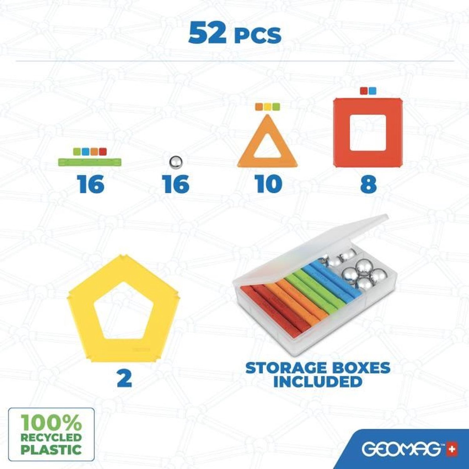 Geomag Super Color Recycled - Magnetisch Constructiespeelgoed met Panelen - 52-delig - Vanaf 5 jaar — afbeelding 24