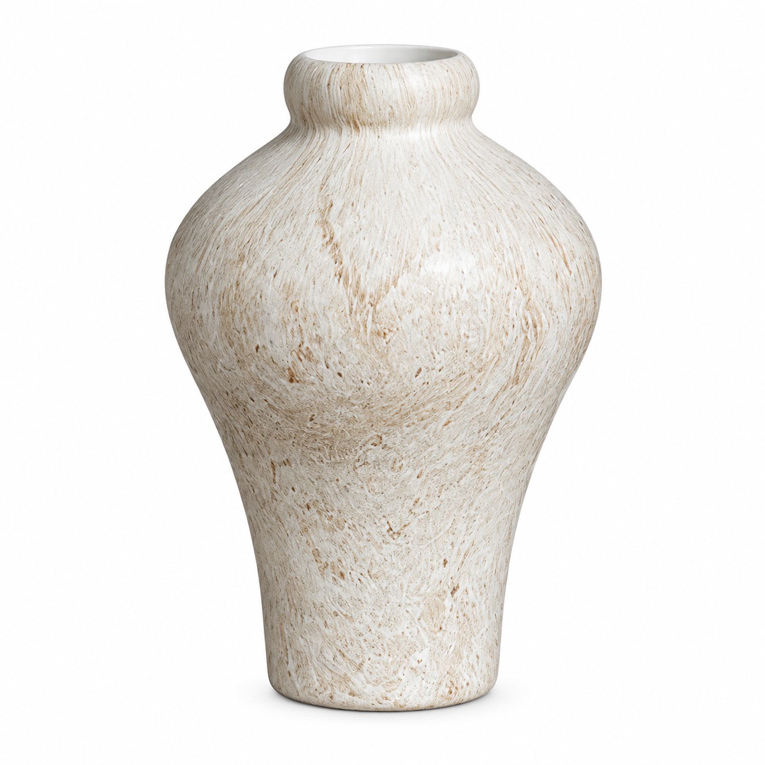 SWGOTA Keramische vaas in wabi-sabi-stijl 10 x 10 x 15 cm - Gebroken wit met beige structuur - Korte hals voor droogbloemen