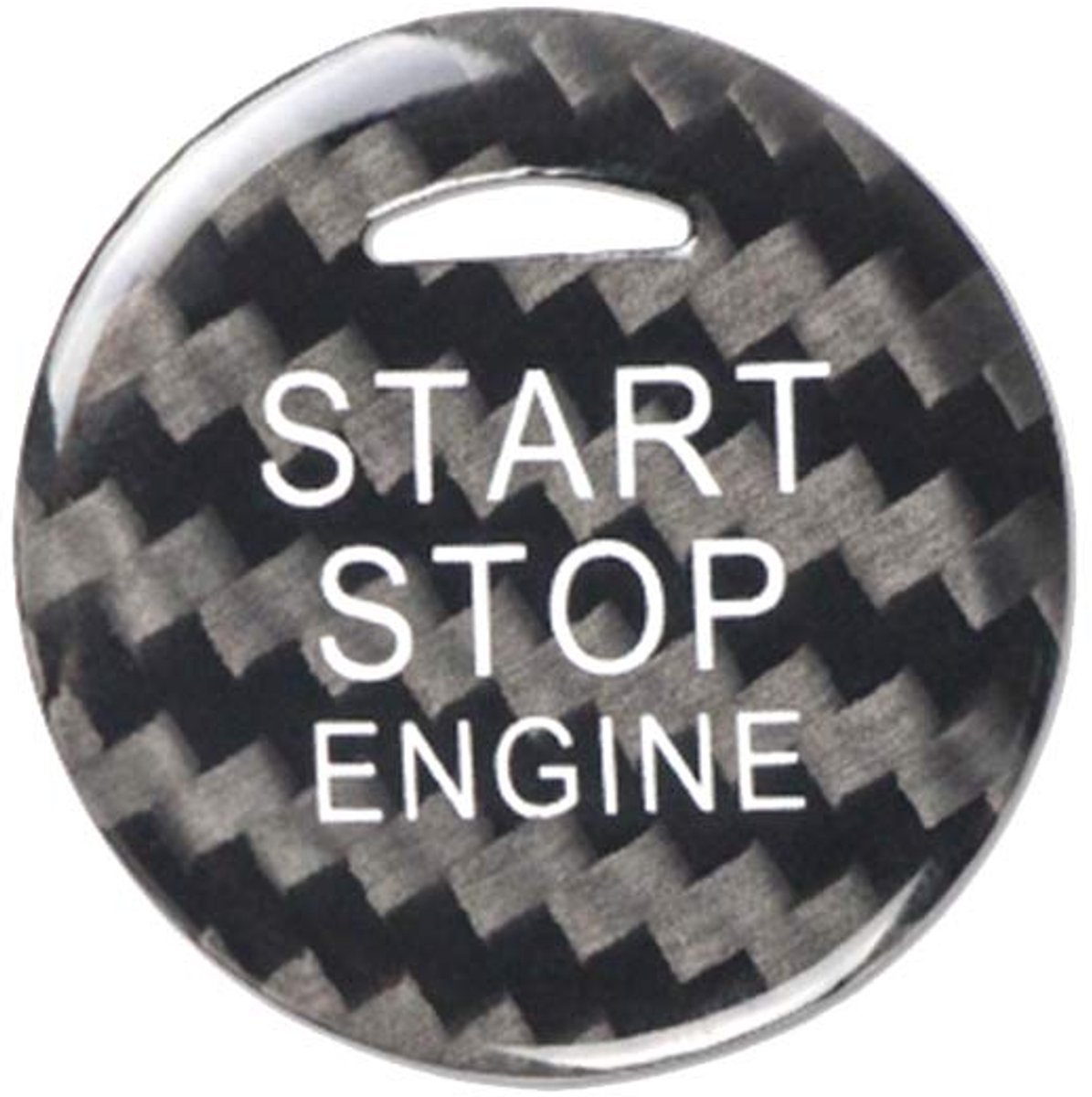Echt Koolstofvezel Start Stop Engine Knop Cover Ontsteking Startmotor Schakelaars Sticker Voor Mitsubishi ASX Outlander Eclipse Cross - Zwart