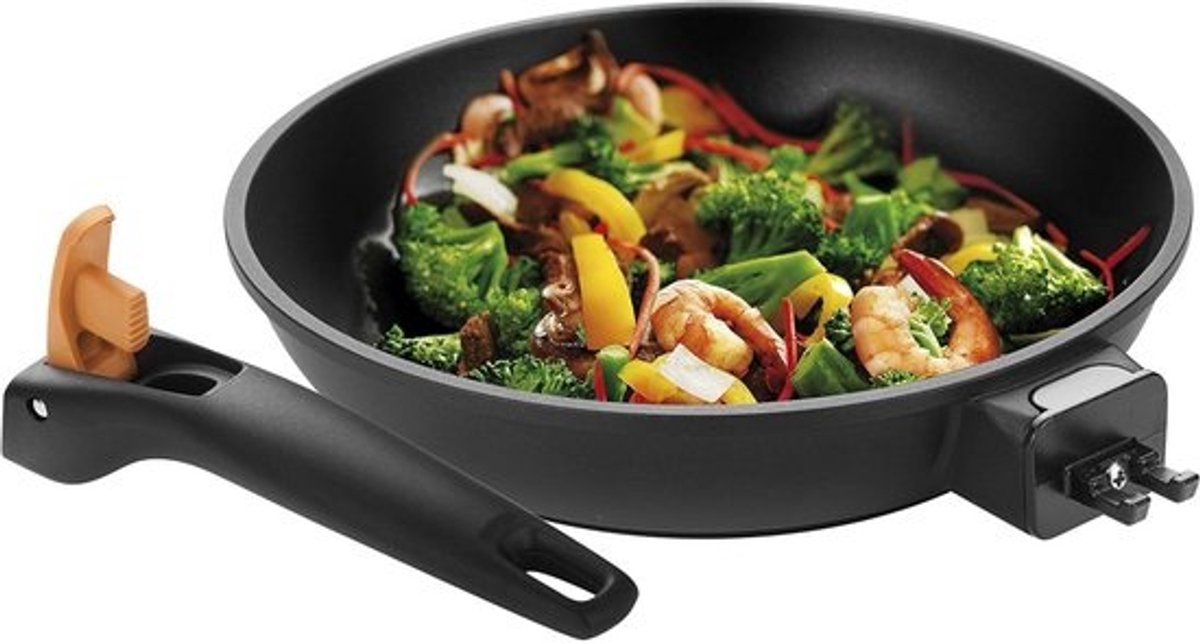 Wok Pan - Roerbakpan - Snel Koken - Antiaanbaklaag - 28 cm - Zwart