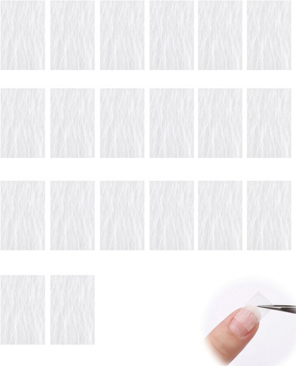20 stuks Silk Fiberglass Nail Extensions, glasvezel nagelverlenging, Nail Extension Silk Fiberglass Gel Kit, Manicure Tool voor vingernagelreparatie en nagelverlenging (glasvezelmodellering)