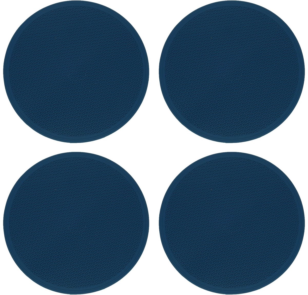 4 stuks Siliconen Onderzetters en Pannenlappen - Hittebestendig - Donkerblauw - 25 cm
