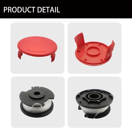 Spoelen & Caps Voor Einhell, 1.6mm x 4.9m Onkruid Eater Lijnen voor Einhell string trimmer GE-CT 18/28 Li en GE-CT 18/28 Li TC (12 Spoelen + 2 Caps) — afbeelding 3
