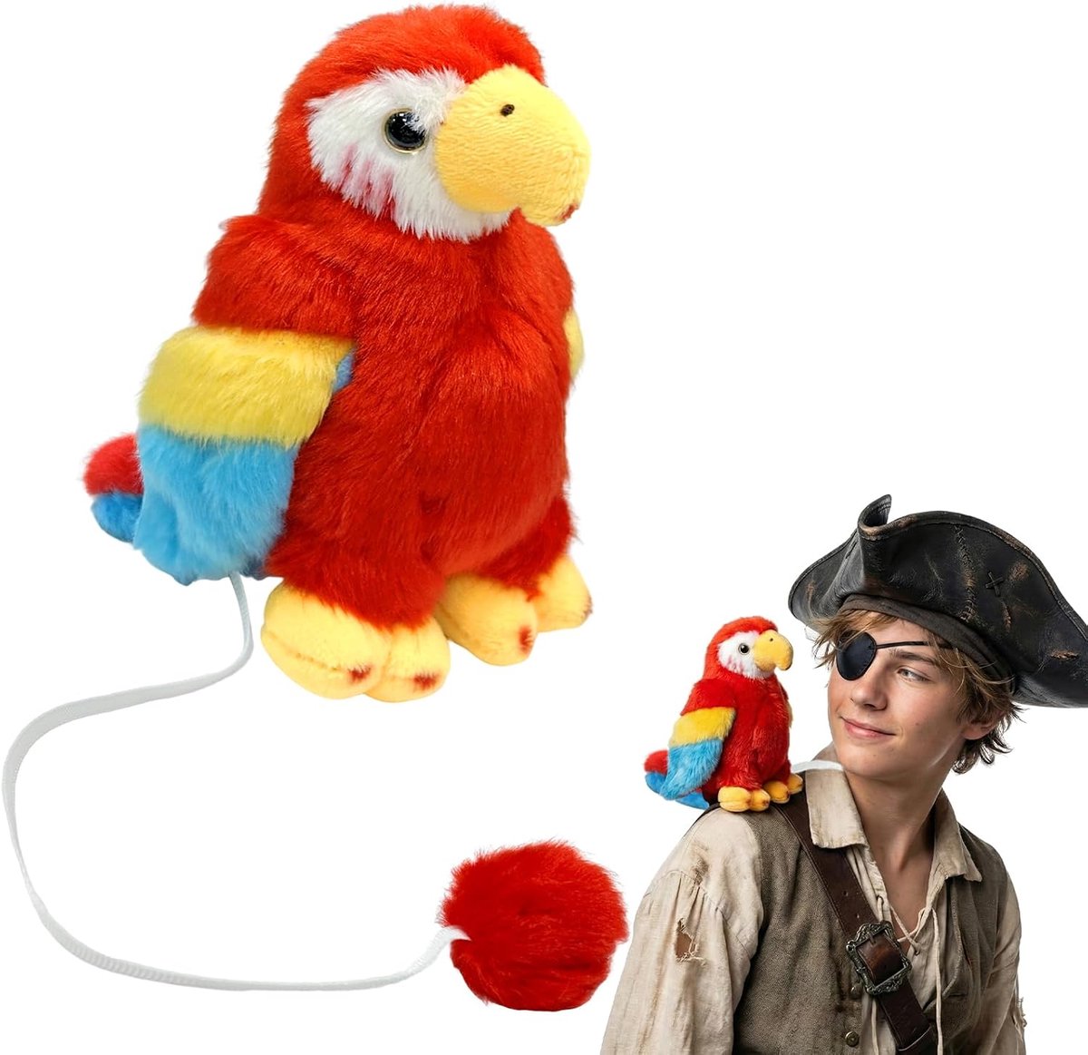 Papegaai, Gevulde Papegaai op de Schouder, Realistisch Vogel, Cosplay-kostuums, Ontwerp met Magnetische Sluiting, Gevulde Papegaai-piraat Kostuumaccessoire, Piraten Cosplay Decoratie Accessoire