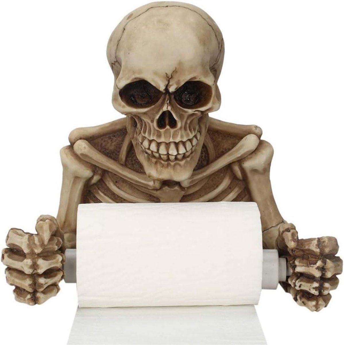 Schedel Skelet Toiletpapier Houder, Badkamer Wanddecoratie Beeldje Home Office Art Mode Halloween Rekwisieten, Wall Mount Toiletpapier Roll Opslag Houder