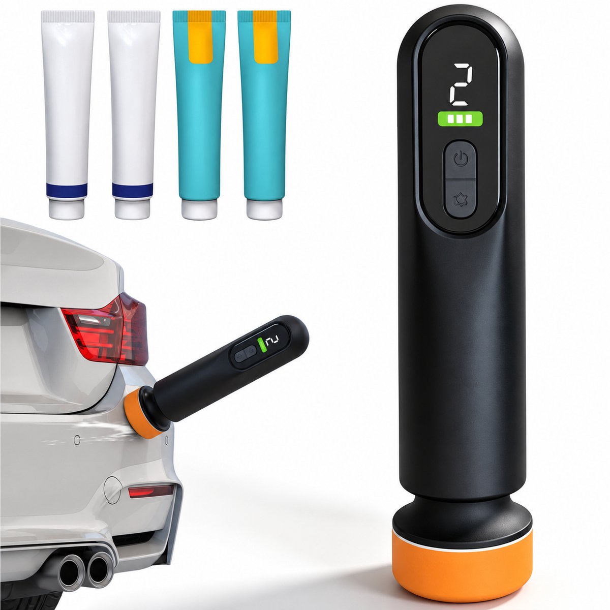 Mini Accu Polijstmachine – 3 Snelheden – 2000 mAh Accu – Draadloos – Inclusief 2 Polijstpads