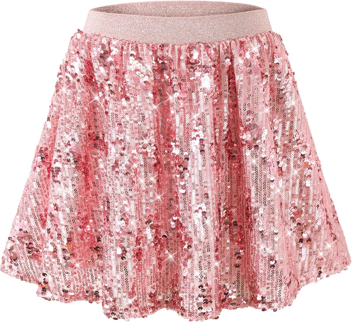 Paillettenrok voor meisjes, elastische taille, glitter, plissé, rok met voering, voor dans, kinderen, verjaardagsfeest, prinses