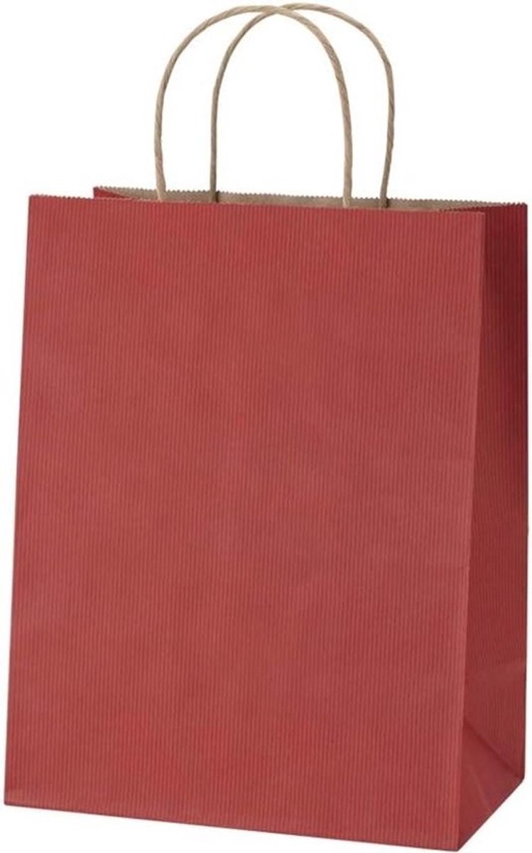 Papieren Zakken - Cadeautasjes - Winkelgebruik - Gerecycled materiaal - 100 stuks - Rood