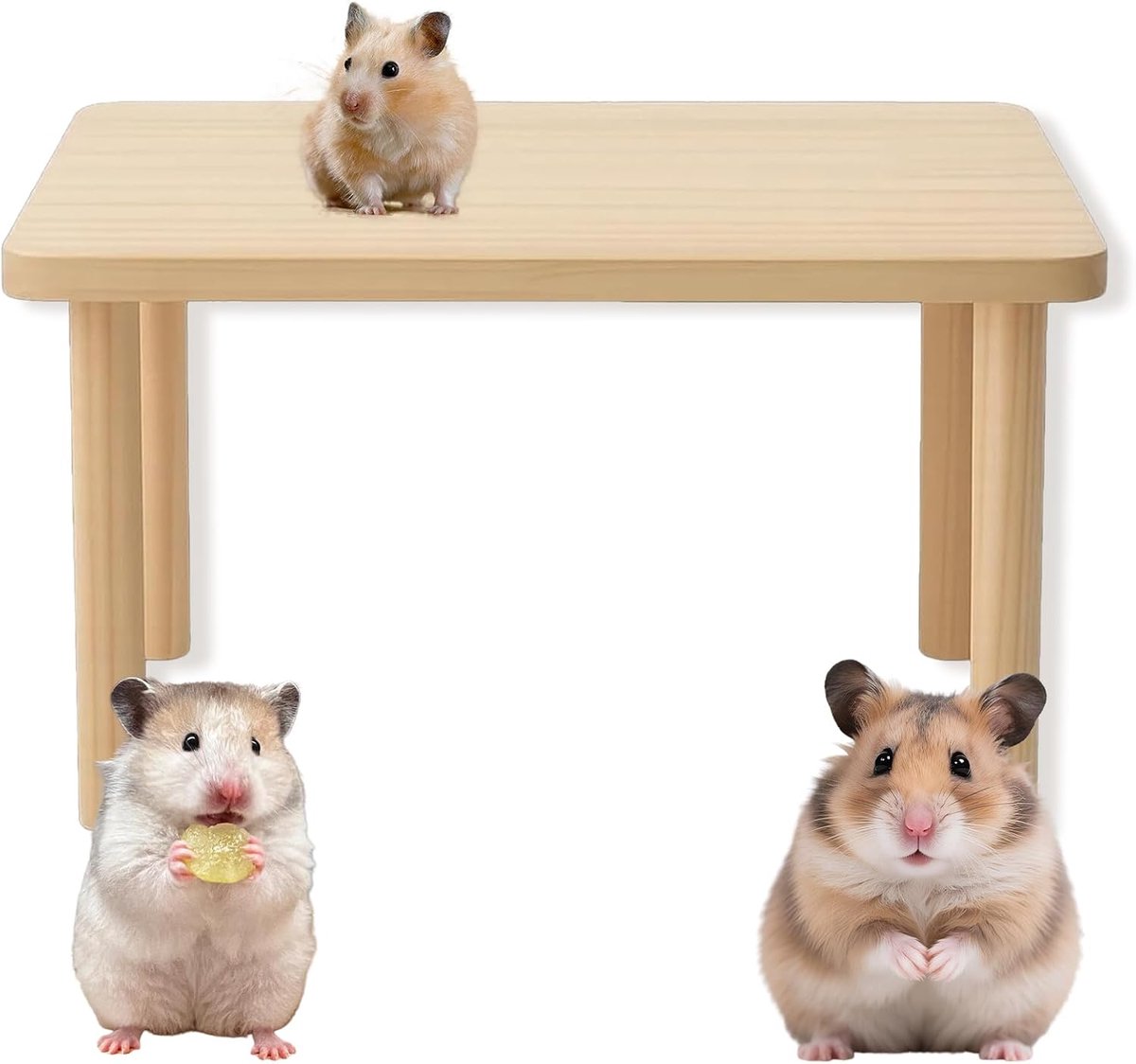 hamsterplatform (25 x 12 cm), natuurlijk platform voor cavia's en hamsters, speelgoed, platformvorm voor klimmen, rusten en tandverzorging, speelgoed voor kleine dieren voor kooi en