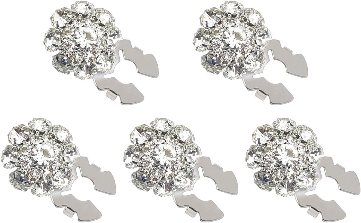 5 stuks strassenknopdecoratieclips, strass-knopafdekkingen, afneembare mouwknopafdekkingen, decoratieve hemdknoopclips, knoopclips voor het knutselen, decoreren van jurken, pakken en jassen, zilver