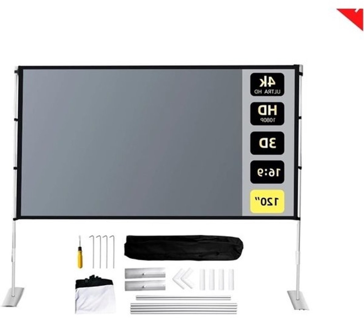 Projectiescherm - Scherm met standaard - Filmavond thuis - Anti-licht ontwerp - 72 inch - Wit