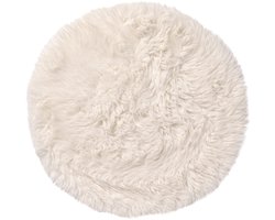 Textino - NIEK - vloerkleed Ø40 cm - imitatiebont - rond - Snow White - wit
