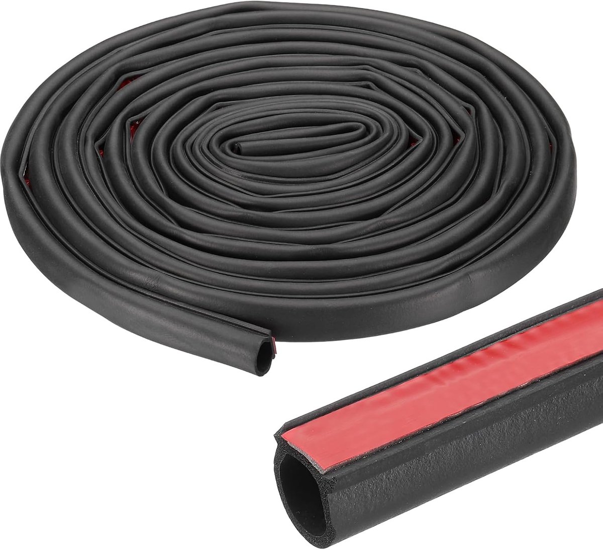 25 ft D-vormige rubberen afdichtstrip 3/4" zelfklevende EPDM rubberen deurafdichting voor boten, campers, auto's, vrachtwagens, marine, garagedeuren, ramen, zwart rood