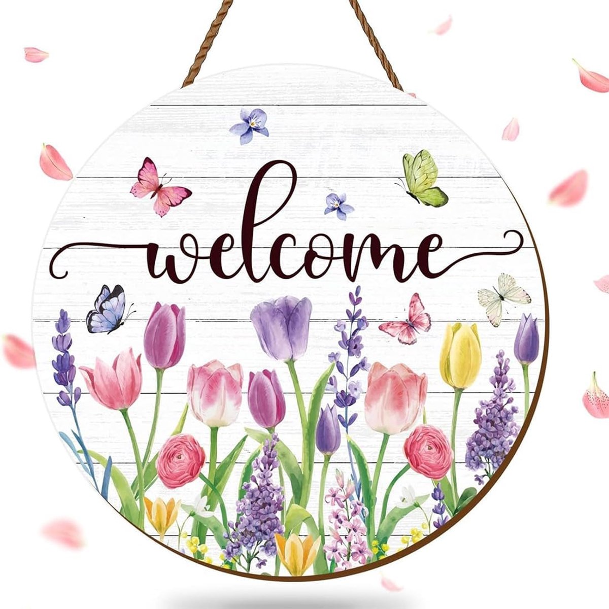 Borden en borden, decoratie om op te hangen aan de ingang met welkomstbord, welkomstbord voor toegangsdeur, muur, raam, veranda, boerderijterras