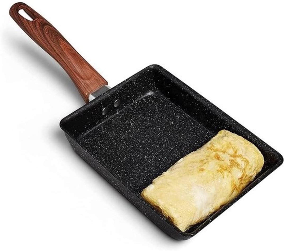 Tamagoyaki Pan - Japanse Ei Pan - Ontbijt Maken - Gebogen Ontwerp - 18 x 15cm - Zwart