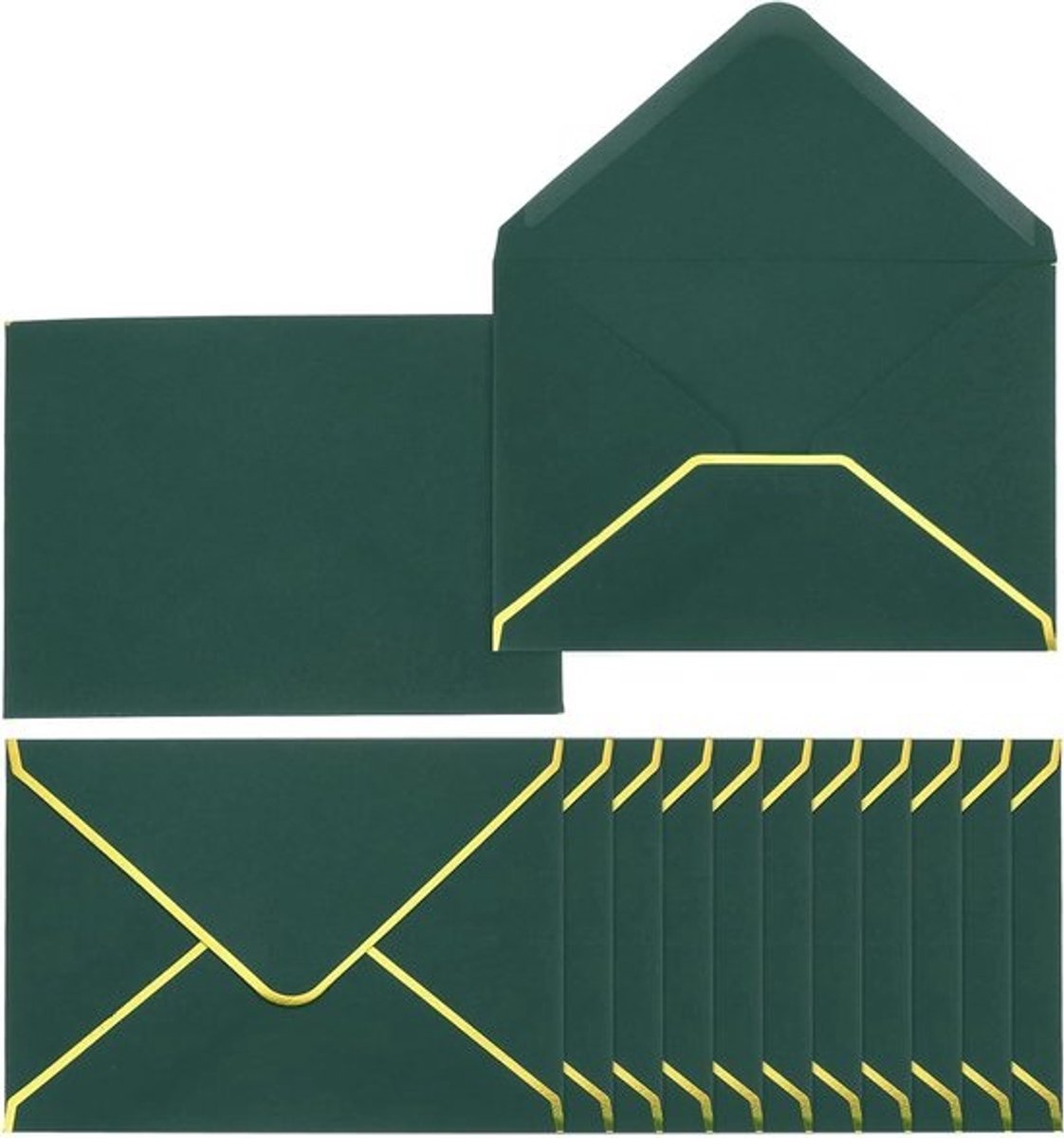 A6 Enveloppen - Kaartenvelop Luxe envelop - Uitnodigingen versturen - Gouden rand V-flap - 4x6 inch - Donkergroen