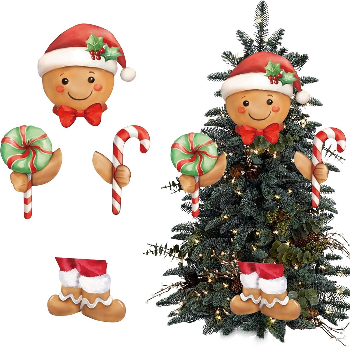 peperkoekmannetje, decoratie, boomtopper, peperkoekman, hoofd, armen en benen, kerstversiering, kerstboom, topper, peperkoek, decoratie, Kerstmis, binnen, huisdecoratie