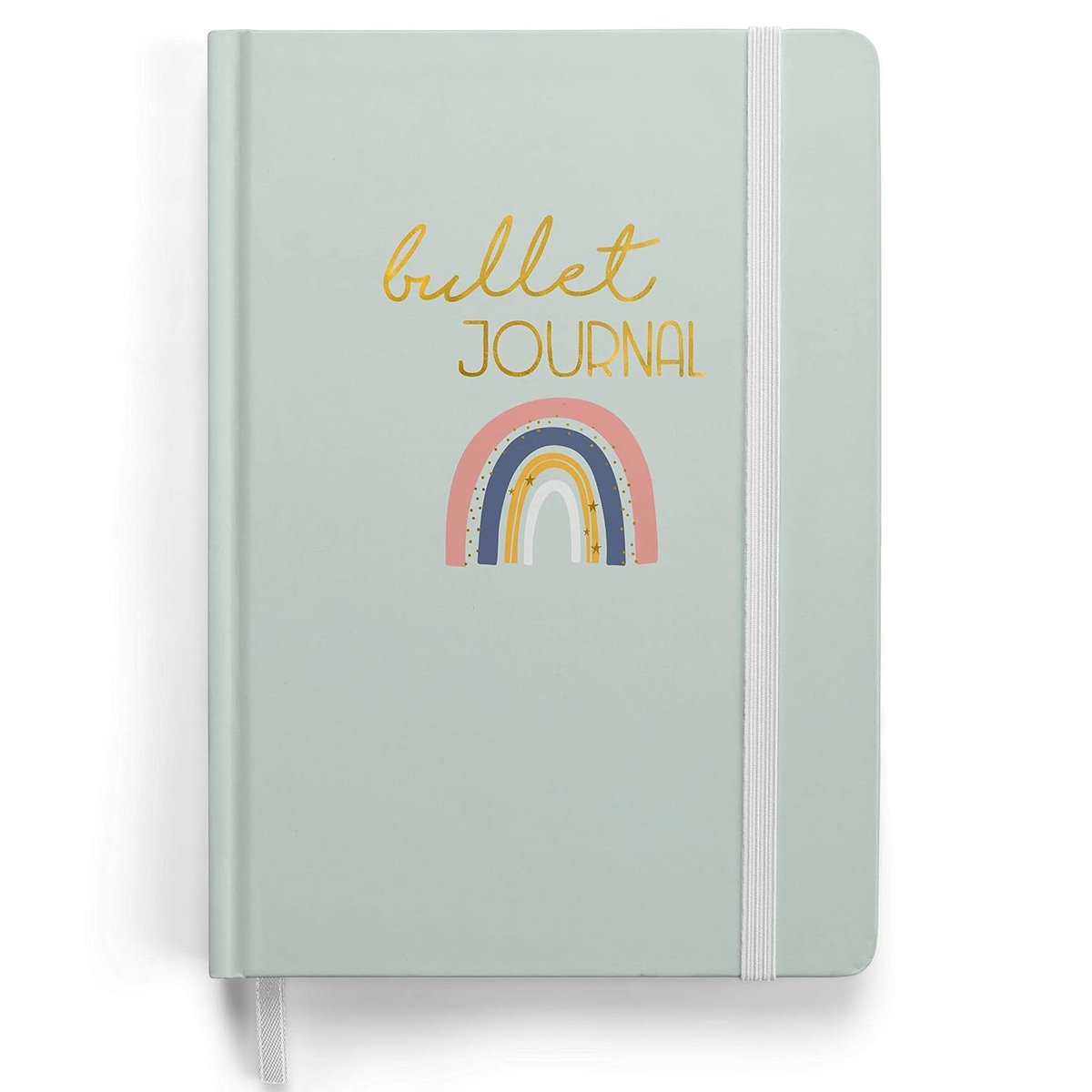Bullet Journal Starter Set - (regenboog) - notitieboek A5 gestippeld | 192 pagina's dik 120g/m² gestippeld papier | met gestippeld raster, elastiek, penhouder, driehoekig zakje, instructies.