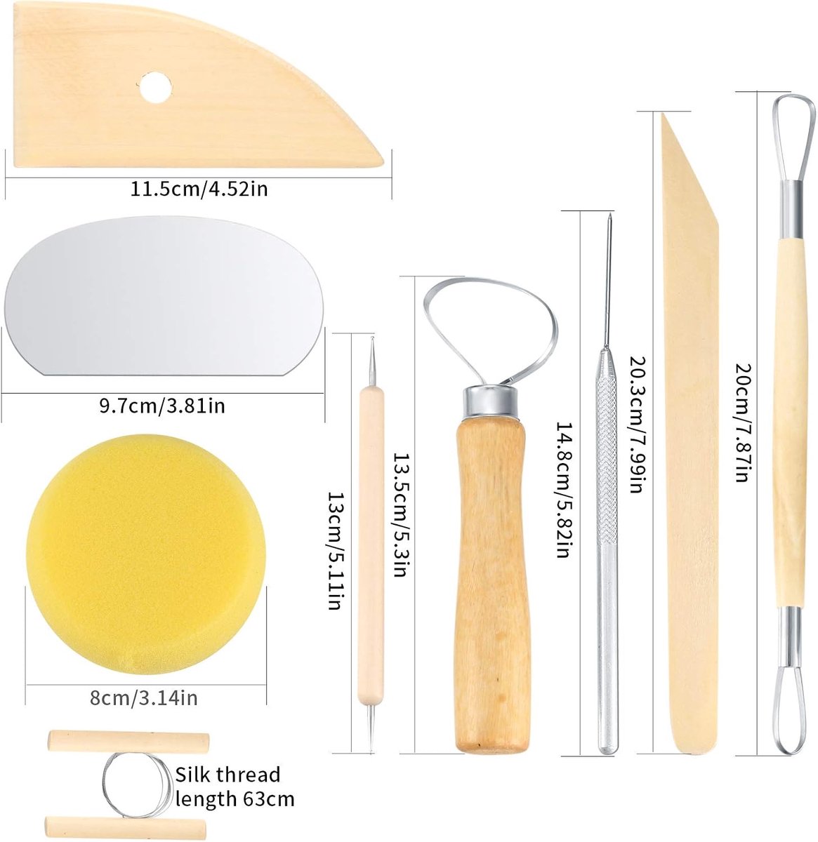 12-Delig Set Modelleergereedschap, Snijgereedschapset, Polymeer Klei Gereedschap, Pottenbakkers Gereedschap, Keramiek Gereedschap voor Ambachten, Beeldhouwen, Kunstenaars, Beginners — cadeau in Hobby - foto 6