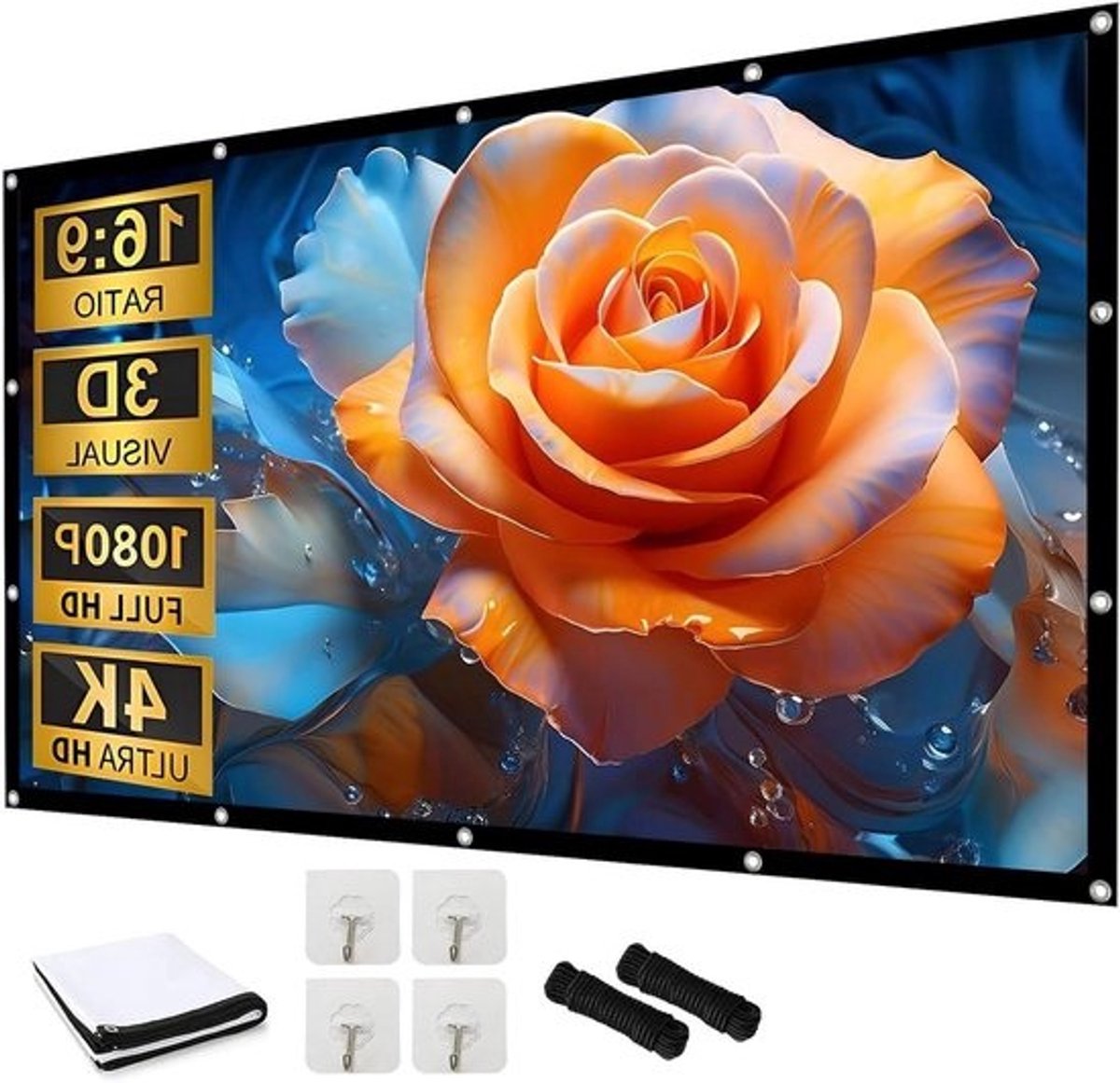Projectiescherm - Filmscherm - Thuisbioscoop Creëren - Kreukvrij Canvas - 60 inch - Wit