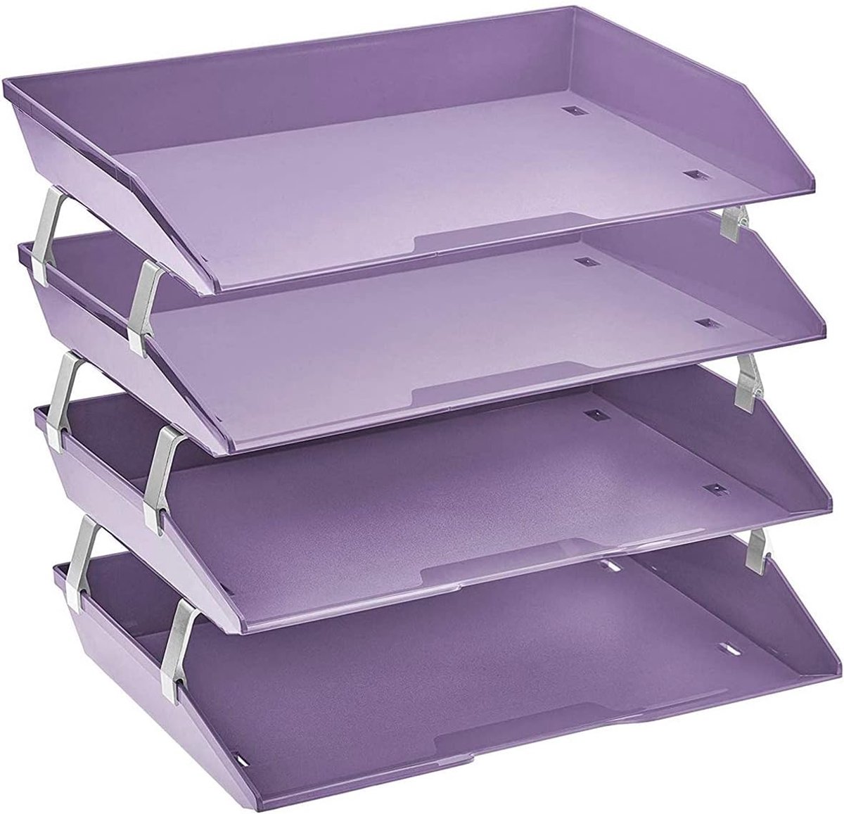 Letter Tray Facility 4 tier Brievenbak Zijbelasting Papiersorteerder Kunststof Bureaublad Bestands Organisator (Paars Kleur)
