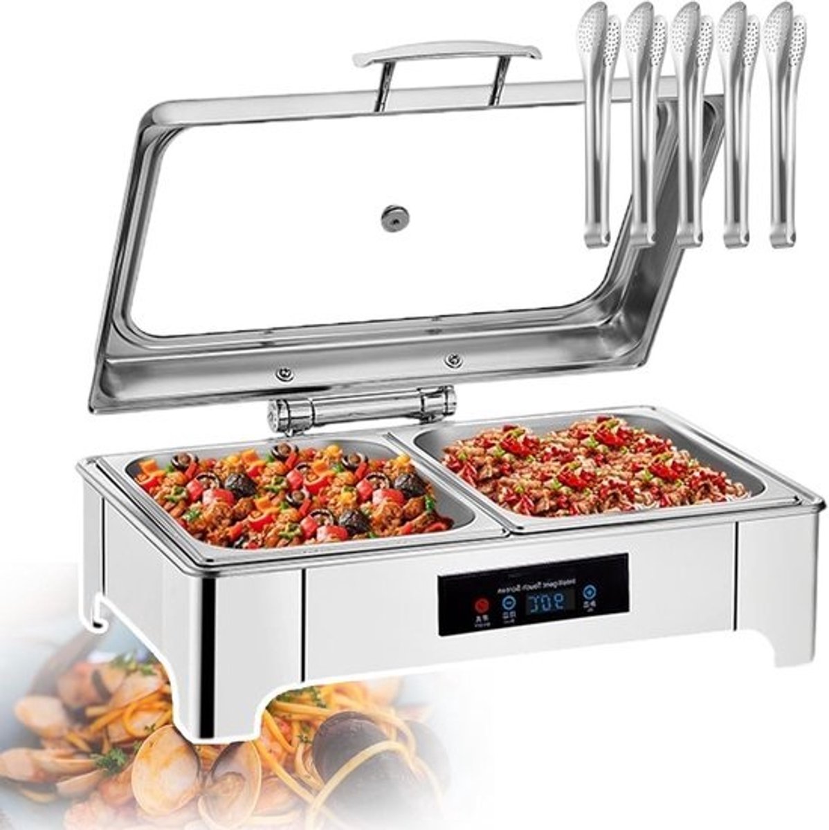 Voedselwarmer - Warmhoudplaat - Buffet Warmhouden - Temperatuurregeling 45-90°C - 135L Capaciteit - Zilver