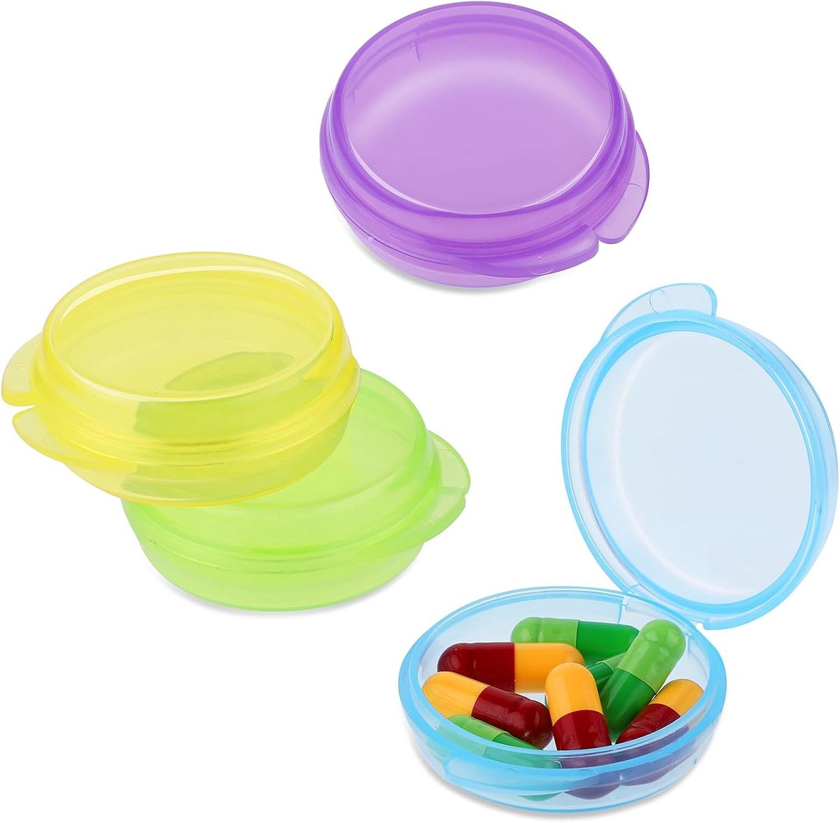 Compacte Pillendoos voor Op Reis, Schattige Mini Organiser voor Medicijnen, Ideaal voor Portemonnee en Oordopjes, 4 Stuks