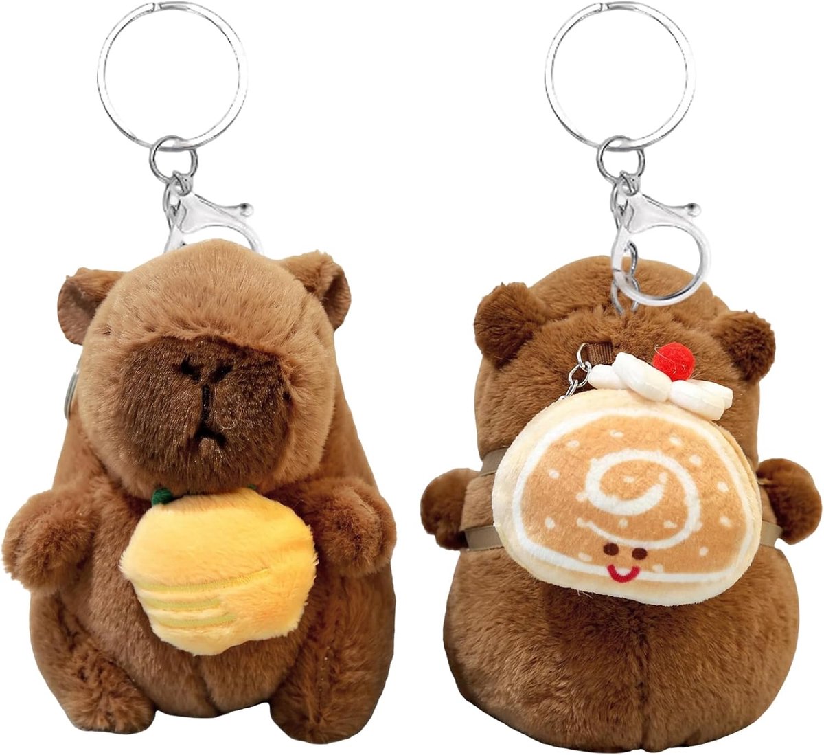 2 stuks Capibara pluche sleutelhangers voor dames, schattig en draagbaar