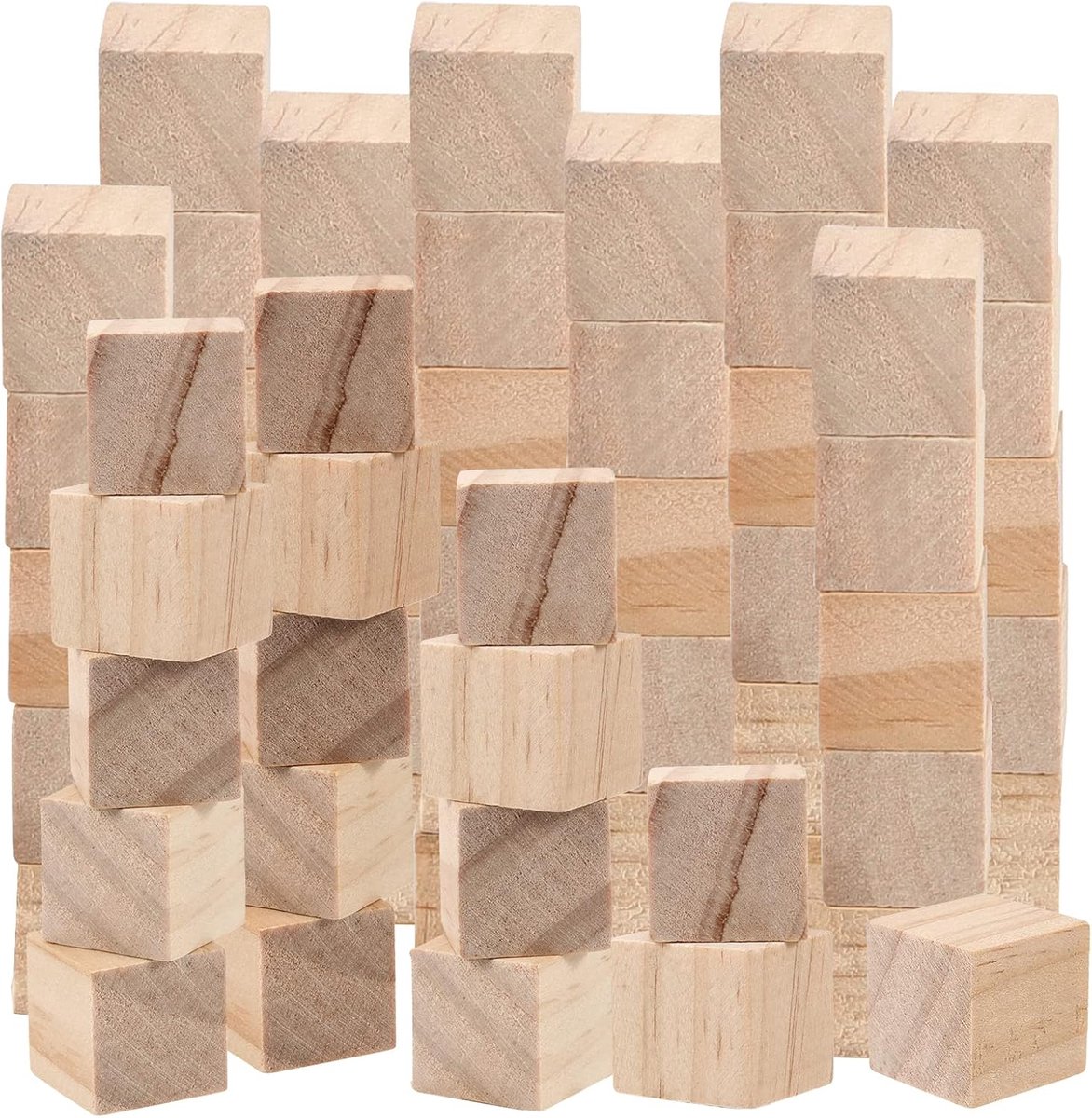 600 stuks 20 mm houten blokjes, mini houten blokjes, blanco houten blokken om te beschilderen, onbewerkte houten blokken om te knutselen, schilderen, doe-het-zelf decoratie