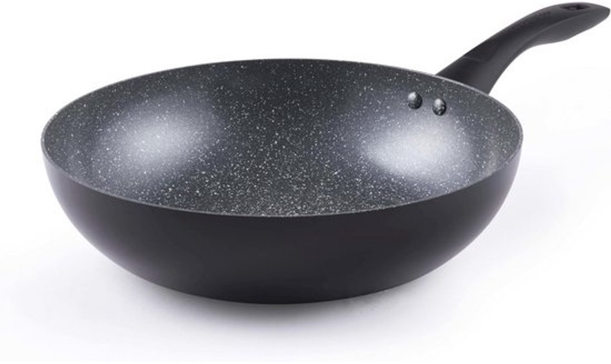 28cm Keramische Wokpan met Marble Coating - Lichtgewicht en Geschikt voor Inductie