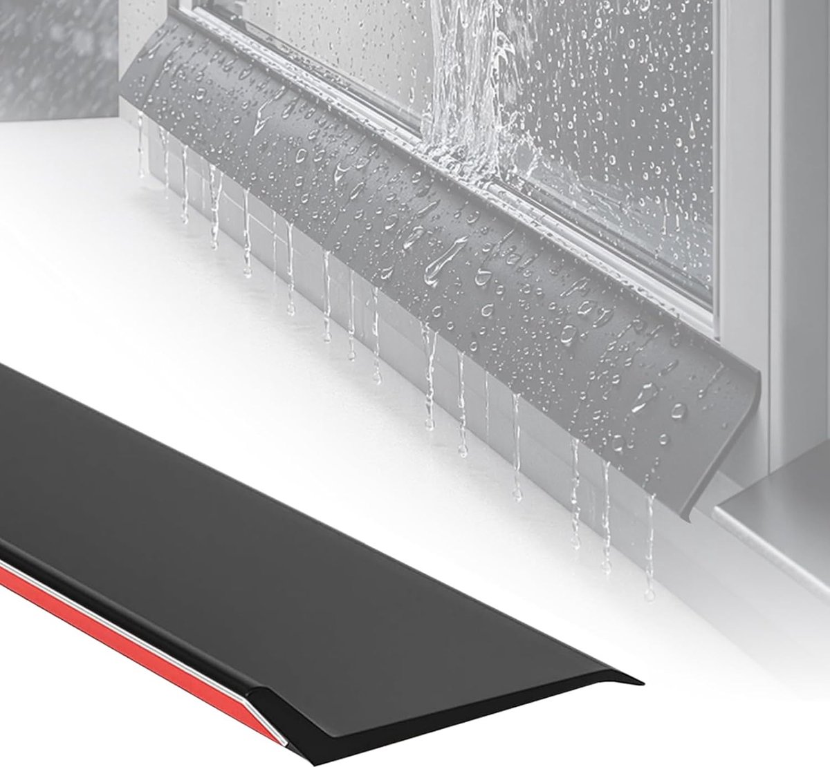 Regenwerende strip van weerbestendig rubber, uv-bestendig, waterafstotend, 5 m, voor ramen, terrasdeur en vensterbank, zwart