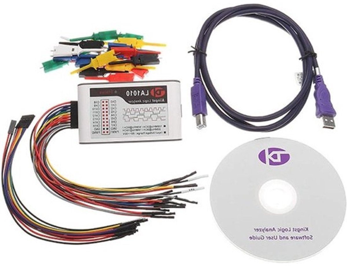 Logica Analysator - Test Instrument - Elektronica Debuggen - 16 Kanalen - 100M Sample Rate - Grijs