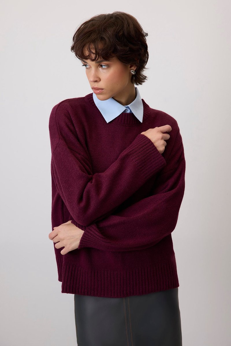 Touché Privé - Basic gebreide trui - Bordeaux - Dames