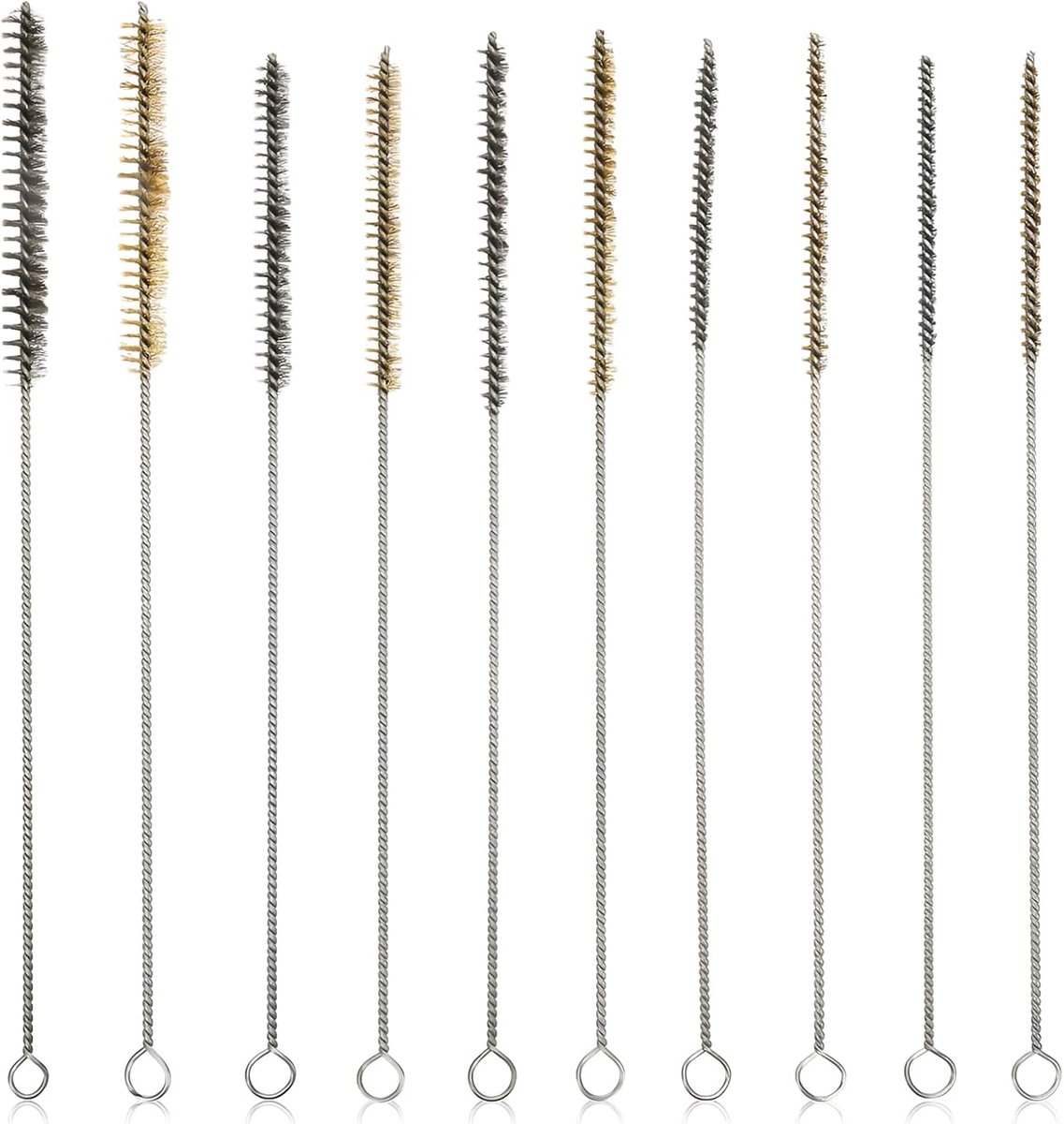 buisborstelset, 10 stuks, 30 mm, schone boorgatborstel voor buisbuis, cilinderboren, roestvrij stalen gatborstels, reinigingsborstel, efficiënte reiniging van boorgaten