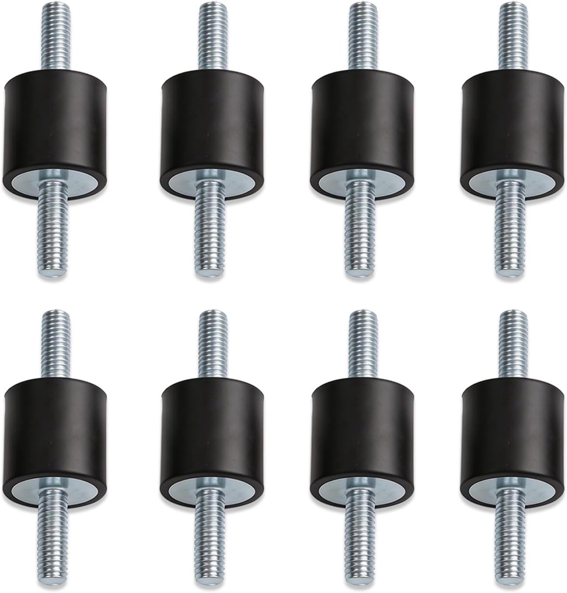 Silentblock trillingsdempers, rubberen lagers met buitendraad M6 × 18, rubberen buffer, trillingsdemper voor auto, boot spoelen, 8 stuks (M6 x 18, D20 x H20)