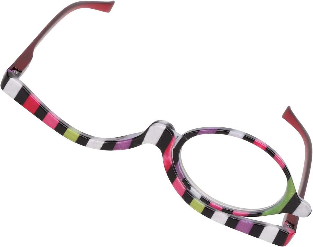 bril met roterende enkele lens – loepmake-up bril (+4.00) met kras- en schokbestendige vergrotingslens voor nauwkeurig opmaken (kleurrijk)