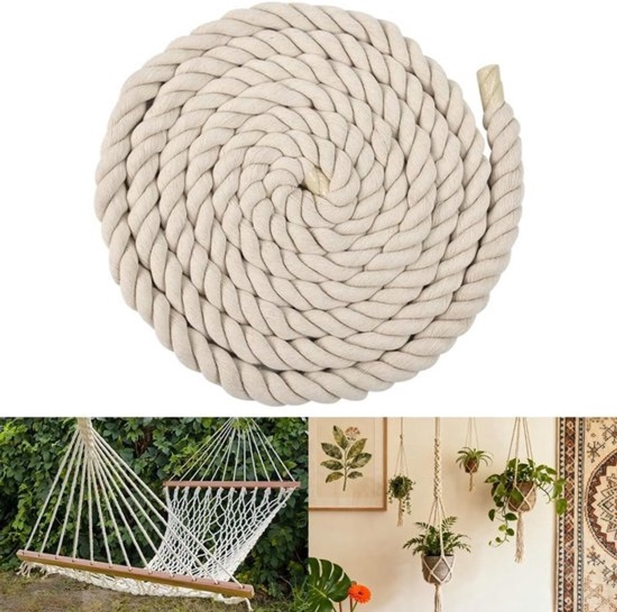 Dik Katoenen Touw - Natuurlijk Materiaal voor Knutselen en Decoratie