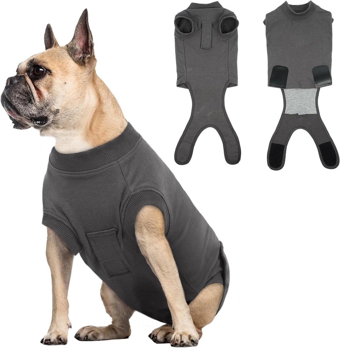 chirurgisch pak voor honden, herstelpak, alternatief voor de kraag, ademend, zacht en elastisch, voorkomt likken en krassen, voor honden en teefjes, grijs, S
