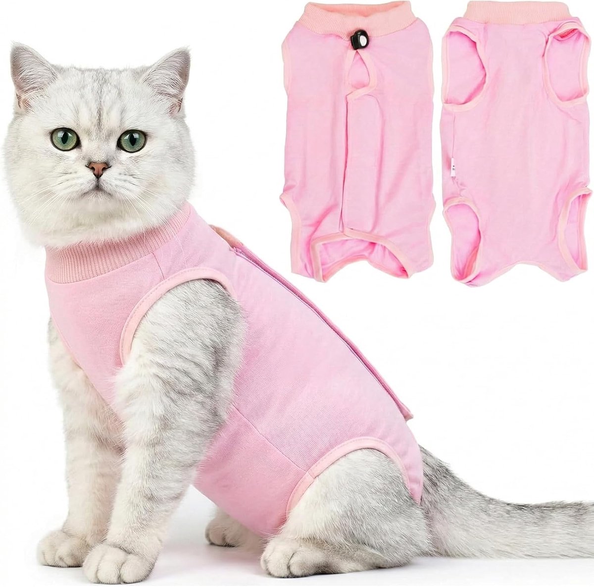 Herstelpak voor katten, lichaam kat na operaties, sterilisatie, kattenherstelpak voor katten, om het likken van buikwonden na een operatie te voorkomen (M, roze)
