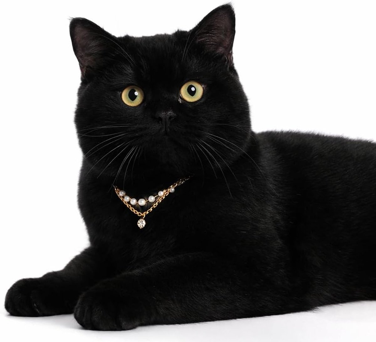 Dubbellaagse parel kat ketting met hanger, verstelbare lichtgewicht huisdier sieraden kraag voor katten