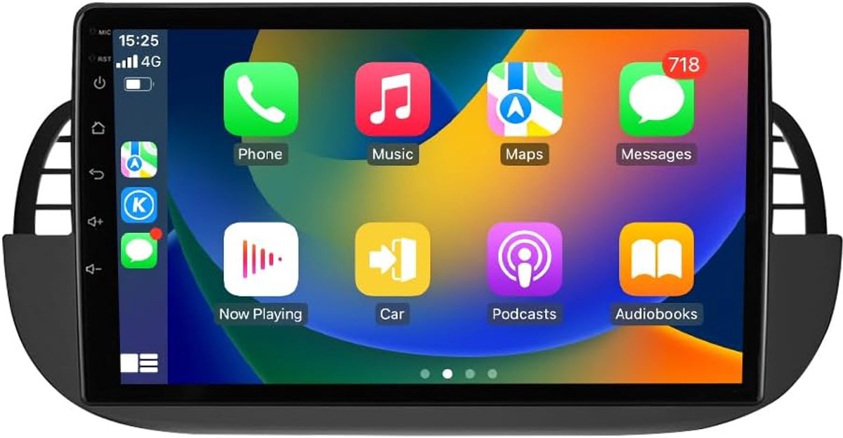 hizpo 9 inch touchscreen autoradio compatibel met Fiat 500 2007-2014 met Carplay/Android Auto 4-core UPC 2+32GB DAB autoradio adapter WiFi 4G Mirror Link (zwart-1)