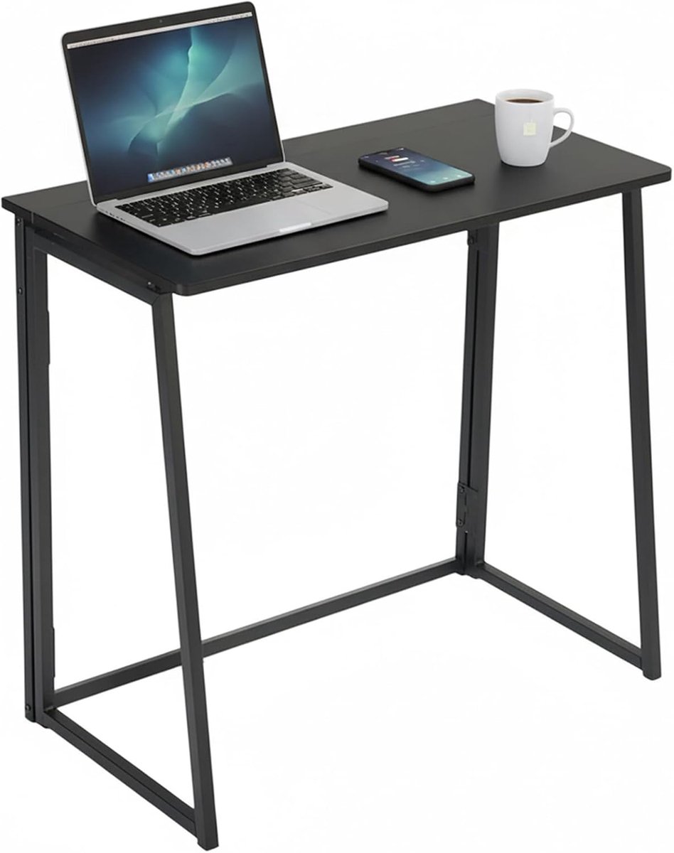 Bureau, 80 x 40 x 70 cm, klaptafel, kleine computertafel, pc-tafel, laptoptafel, ruimtebesparende bureautafel voor slaapkamer, woonkamer, thuiskantoor, moderne studeertafel (zwart)