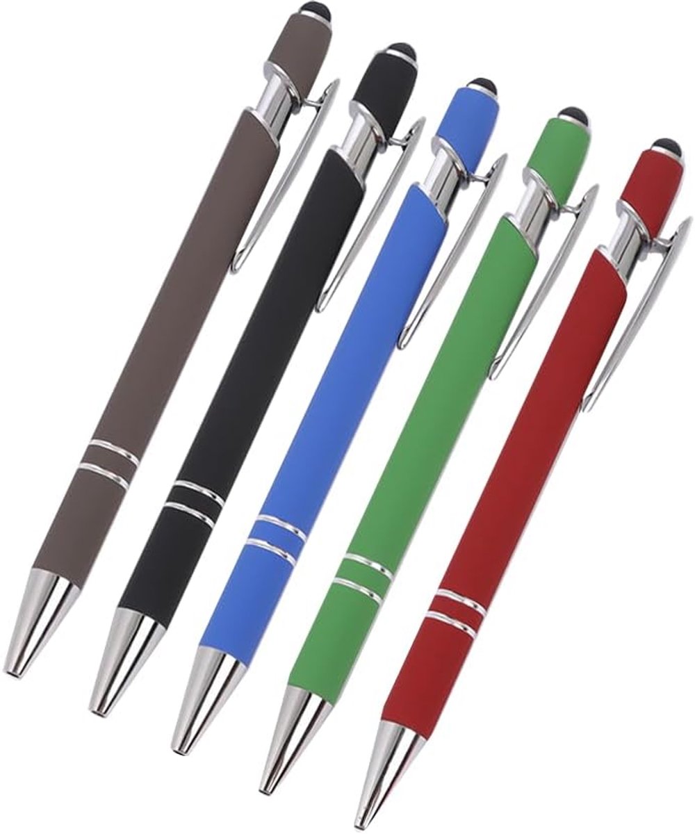 balpen, 5 stuks, meerkleurig, hoogwaardige balpen voor kantoor en school, balpen met clip in zwart, grijs, wijnrood, blauw, groen, elegant schrijfwaren, cadeau voor collega's, medewerkers