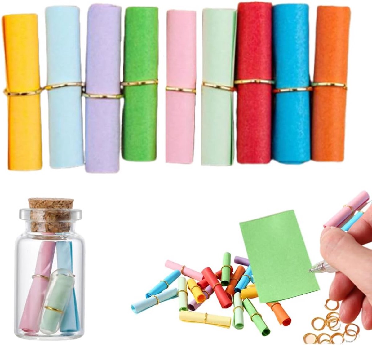 200 stuks losse tombola, los om zelf te beschrijven, kleurrijke kleine briefjes, lege tombola, los, voor verjaardag, jubileum (kleurrijk gemengd), livré met 10 bouteilles